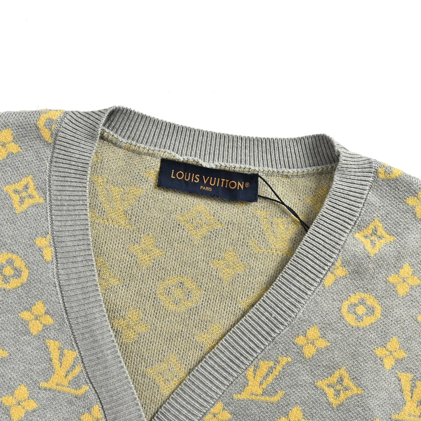 Louis Vuitton/Louis Vuitton gray and yellow presbyopic knitted cardigan